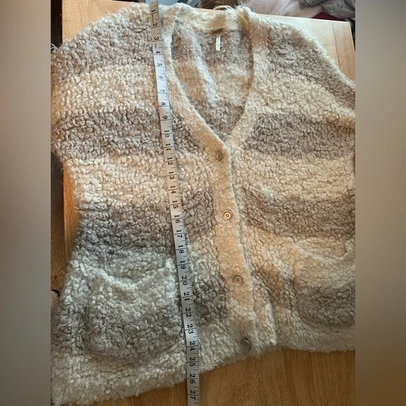 Free People Marshmallow Sweater Cardigan Ivory/Grey Size XS - Picture 12 of 14